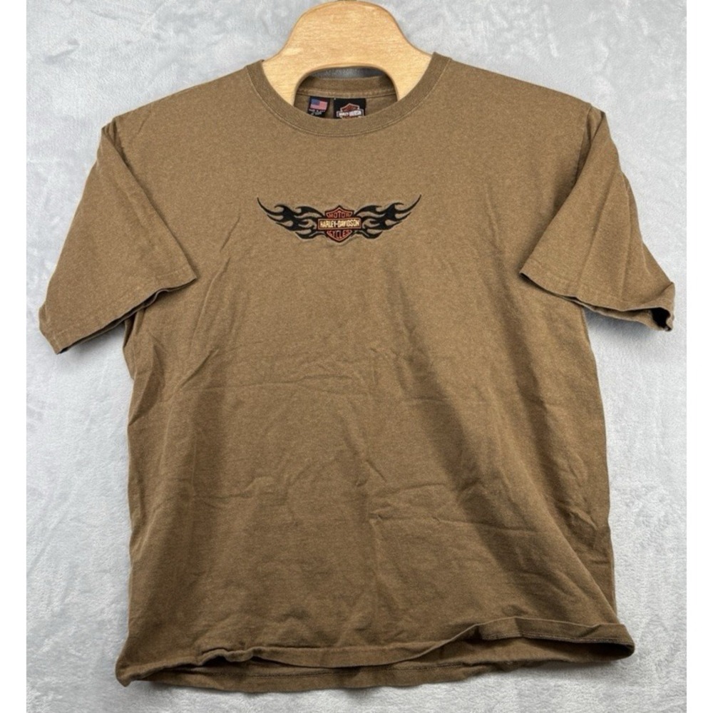 Vintage USA Harley Davidson Mortorcycles Crewneck T-Shirt Brown Men's SIze XL